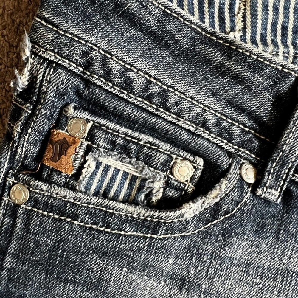 Miss Me Womens Low Rise Size 27 Blue Shorts Pockets Distressed#1861 - Picture 3 of 7